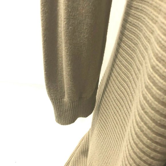 allison brittney Womens Large Light Brown Sweater Open Front Ruffles Shark Bite - Picture 7 of 11